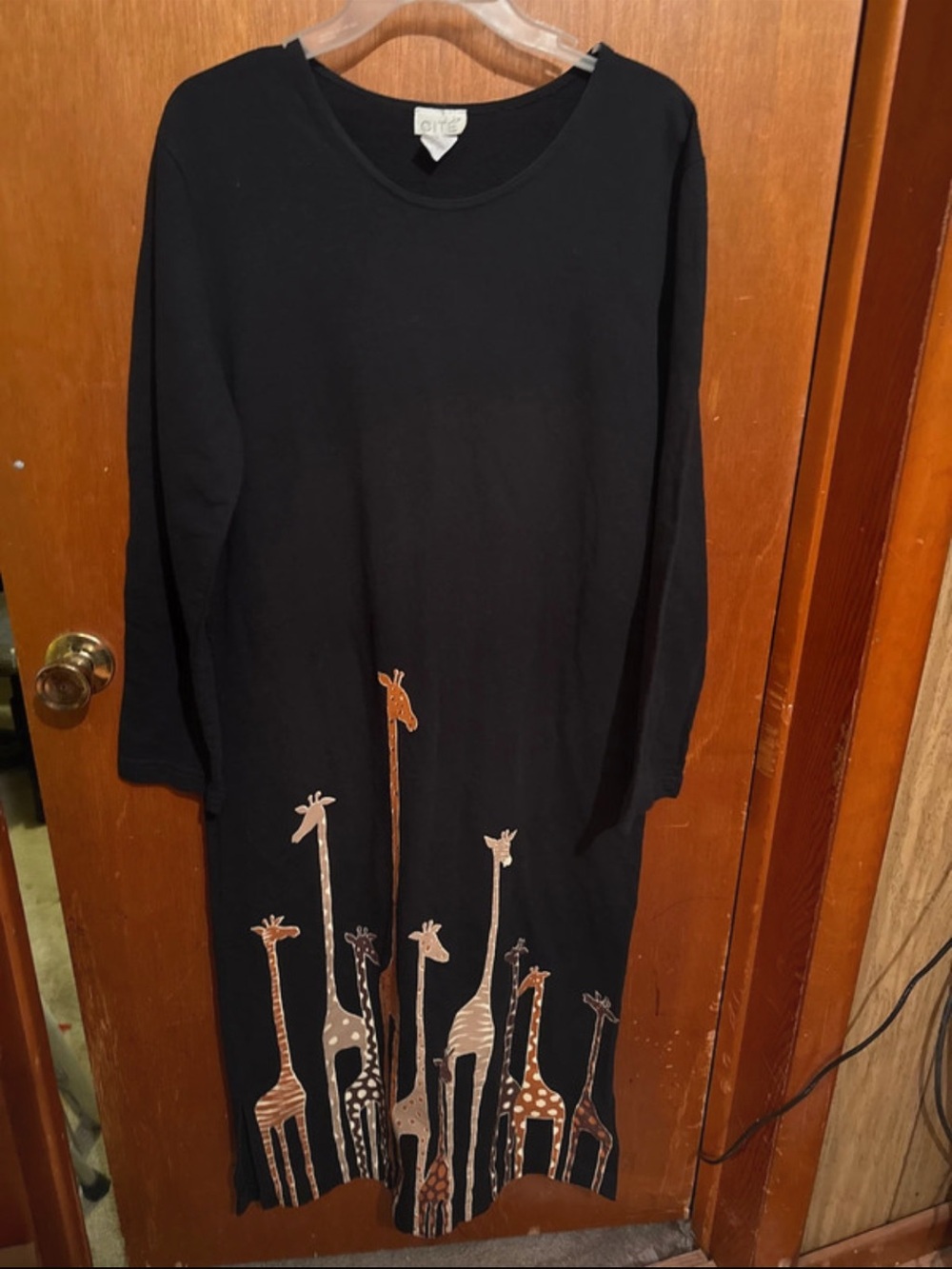 Black womens Dress with Giraffe Print - Charming Animal Motif